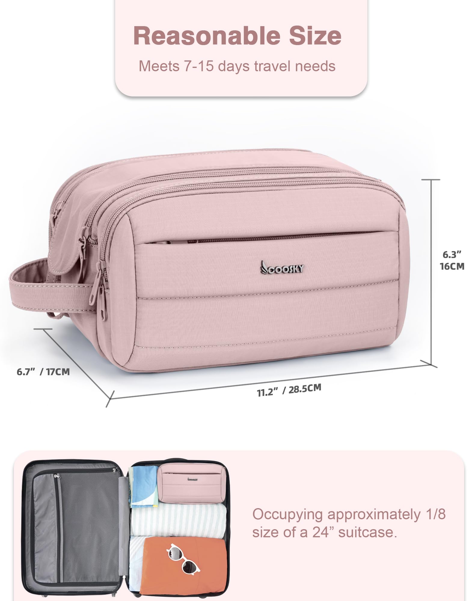 Beauty case per uomini e donne, essenziale da viaggio con nave da crociera, kit dopp da barba con separazione asciutta e bagnata, borsa organizer per cosmetici da bagno impermeabile, accessori per il