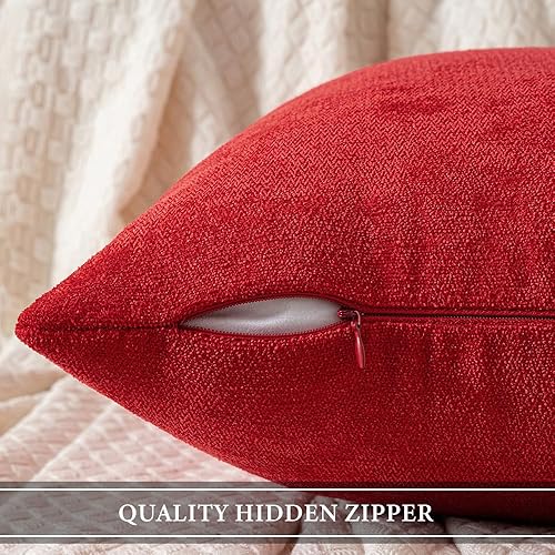 Miniatura 3 de MIULEE Paquete de 2 fundas de almohada decorativas rojas de 20 x 20 pulgadas, fundas de cojín de felpilla suave para sofá, decoración del hogar,