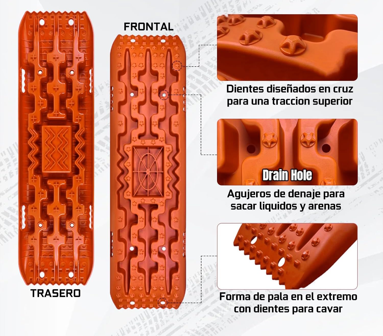 Placas de traccion Todoterreno para desatascar Coche con Base para Gato trinquete, para Arena, Barro, Nieve, 2 Piezas