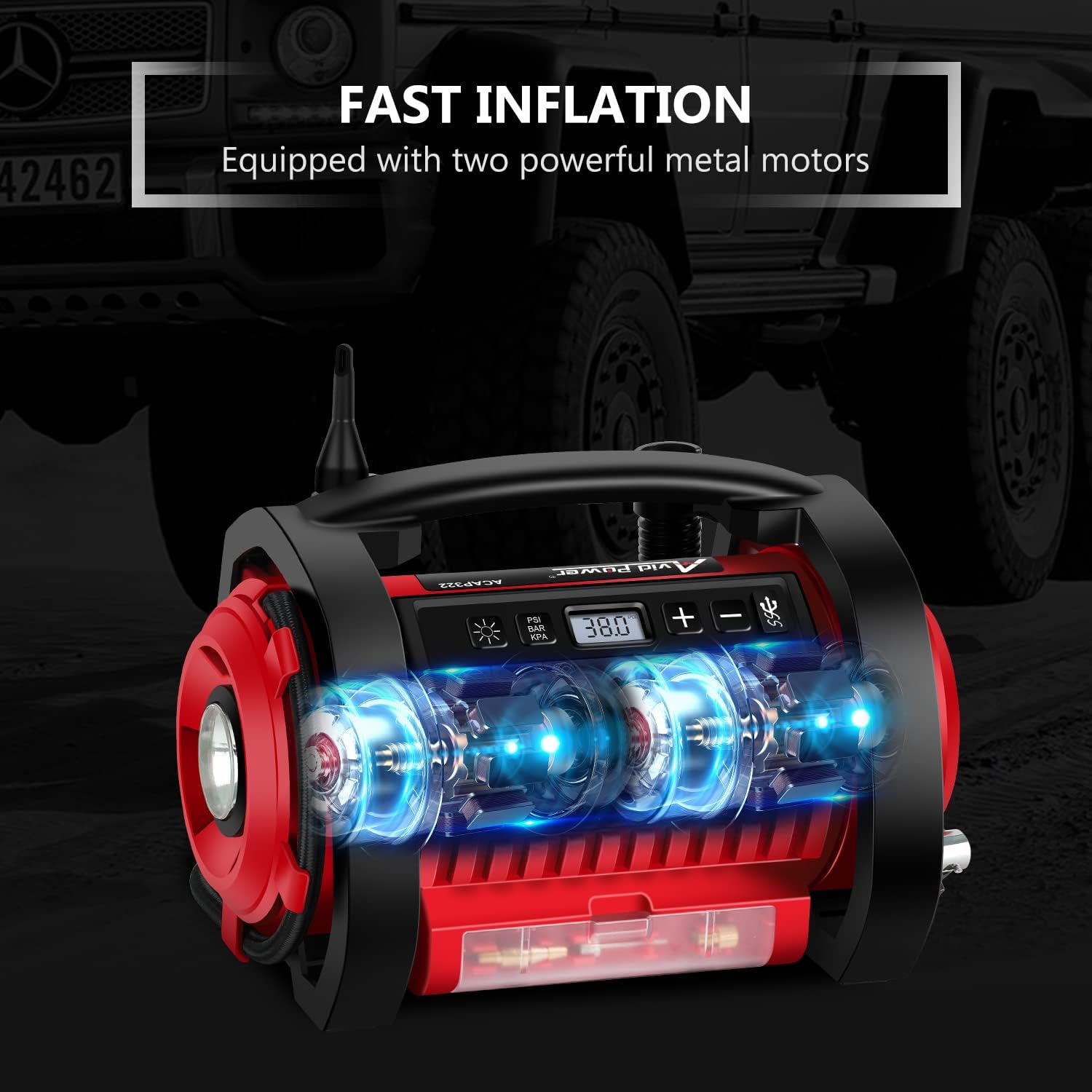Buy AVID POWER Tire Inflator Portable Air Compressor, 12V DC / 110V AC