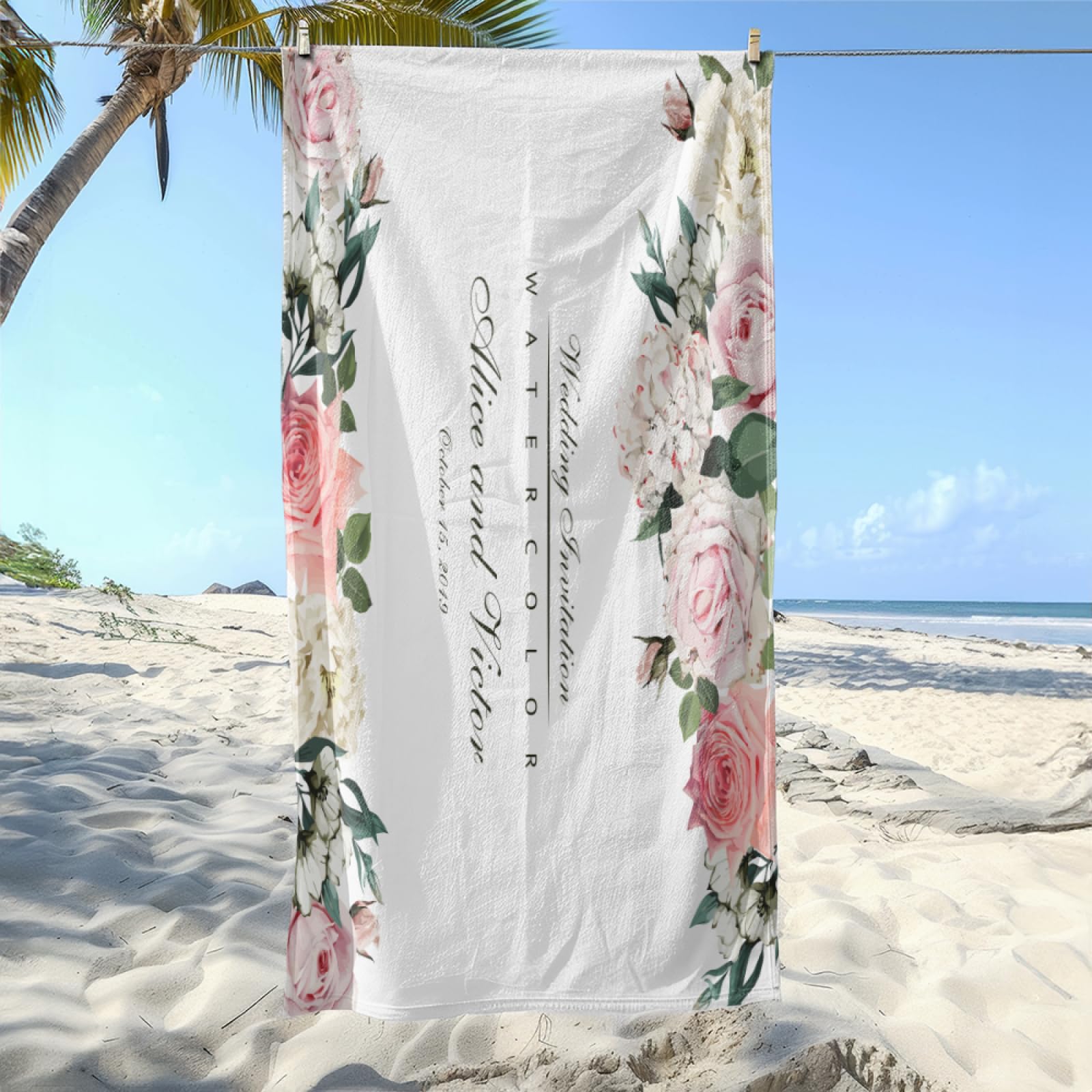 Telo Mare Microfibra 210x230 Rosa Verde Telo Spiaggia Grande Antisabbia,XXL Asciugamano Mare, Asciugatura Rapida, Stuoia Spiaggia Leggero E Portatile