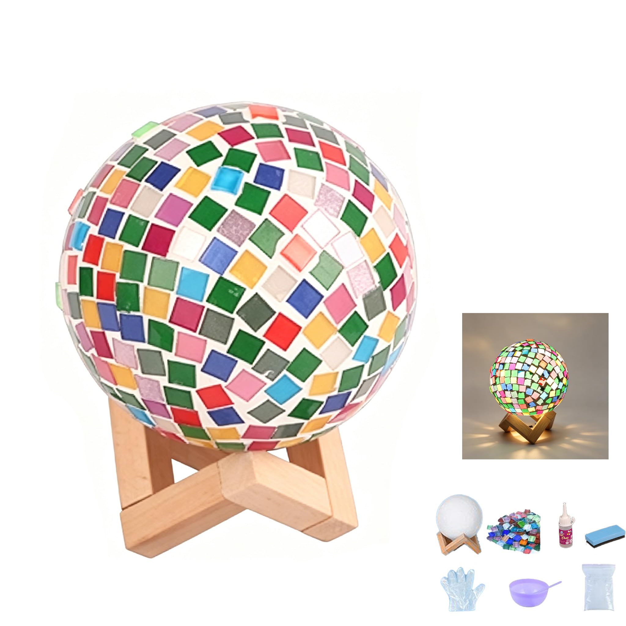 Zestaw DIY Mozaika Lampka nocna Turecka Bezprzewodowa lampa stołowa | Lampy nocne z zasilaniem USB do dekoracji domu, kuchni, łazienki, biura, stołu urodzinowego i jadalnego