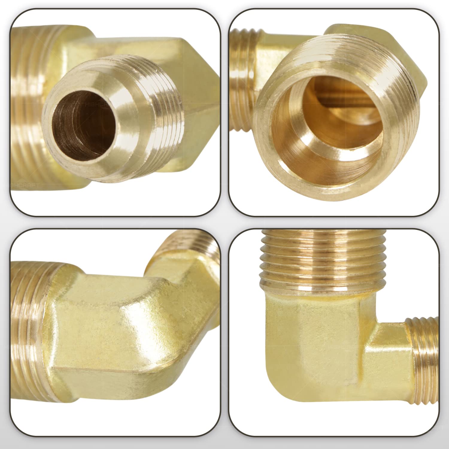 Highcraft G49S-1234-3 Flare x Maschio Riduzione 90° Raccordo per tubo gomito 1/2" O.D. x 3/4" MIP Ottone (confezione da 3)