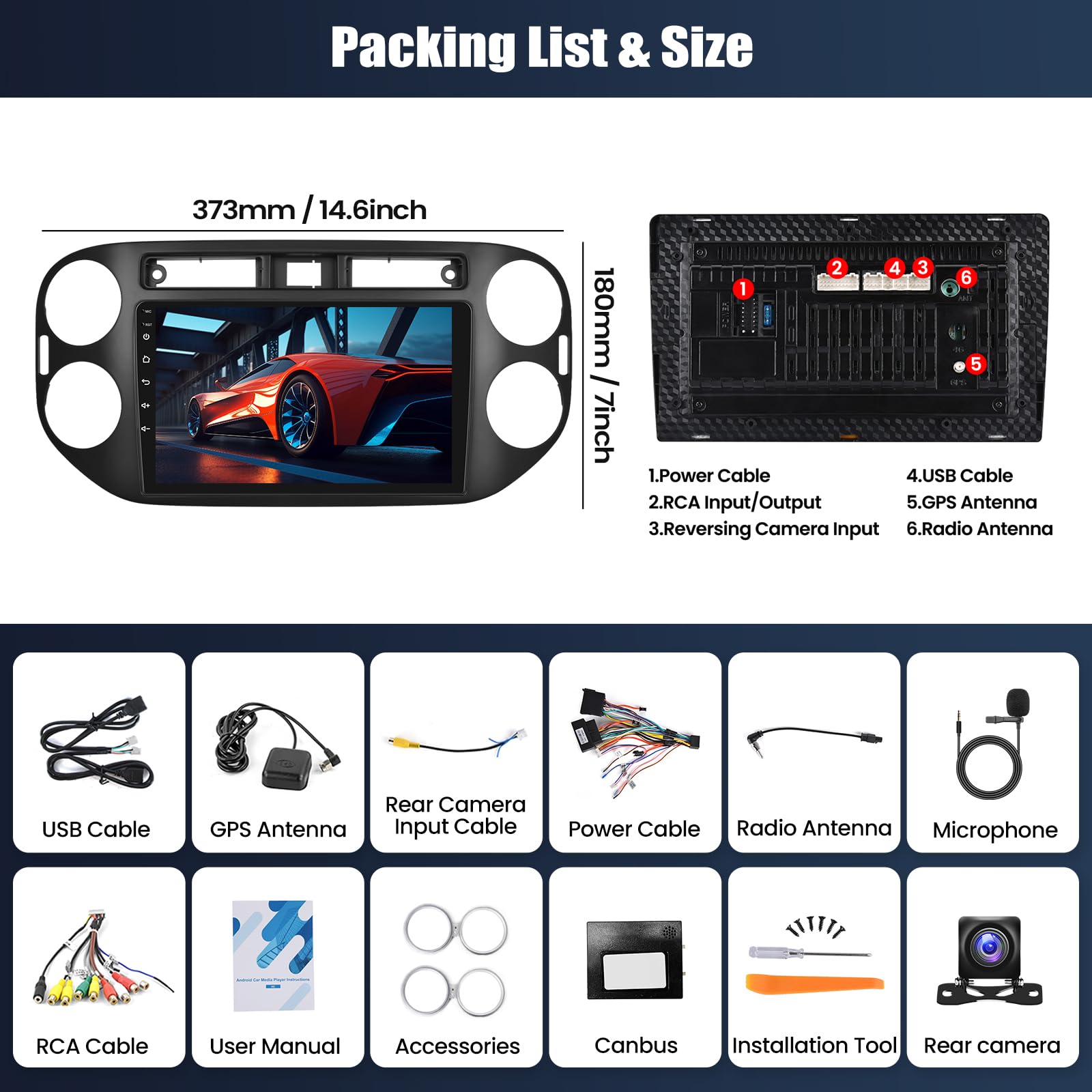 CAMECHO [2+128G] Android 13 Navi radio samochodowe 9 cali do Volkswagena