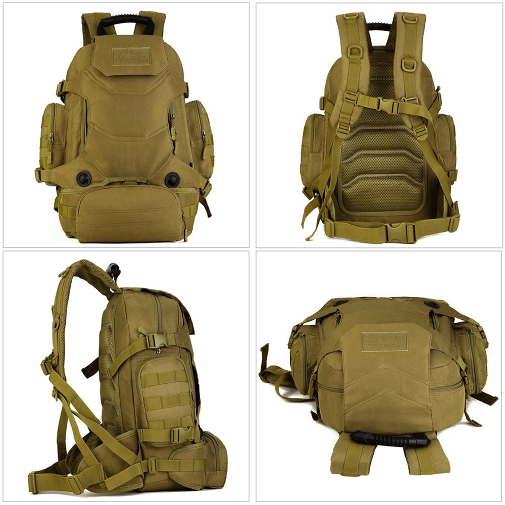 Huntvp 40l impermeabile tattico militare zaino da assalto zaino modulare a 3 attacchi grande borsa zaino con patch sport outdoor Gear per caccia di campeggio trekking, Desert Camouflage, 15.7*9.1*18.1 in
