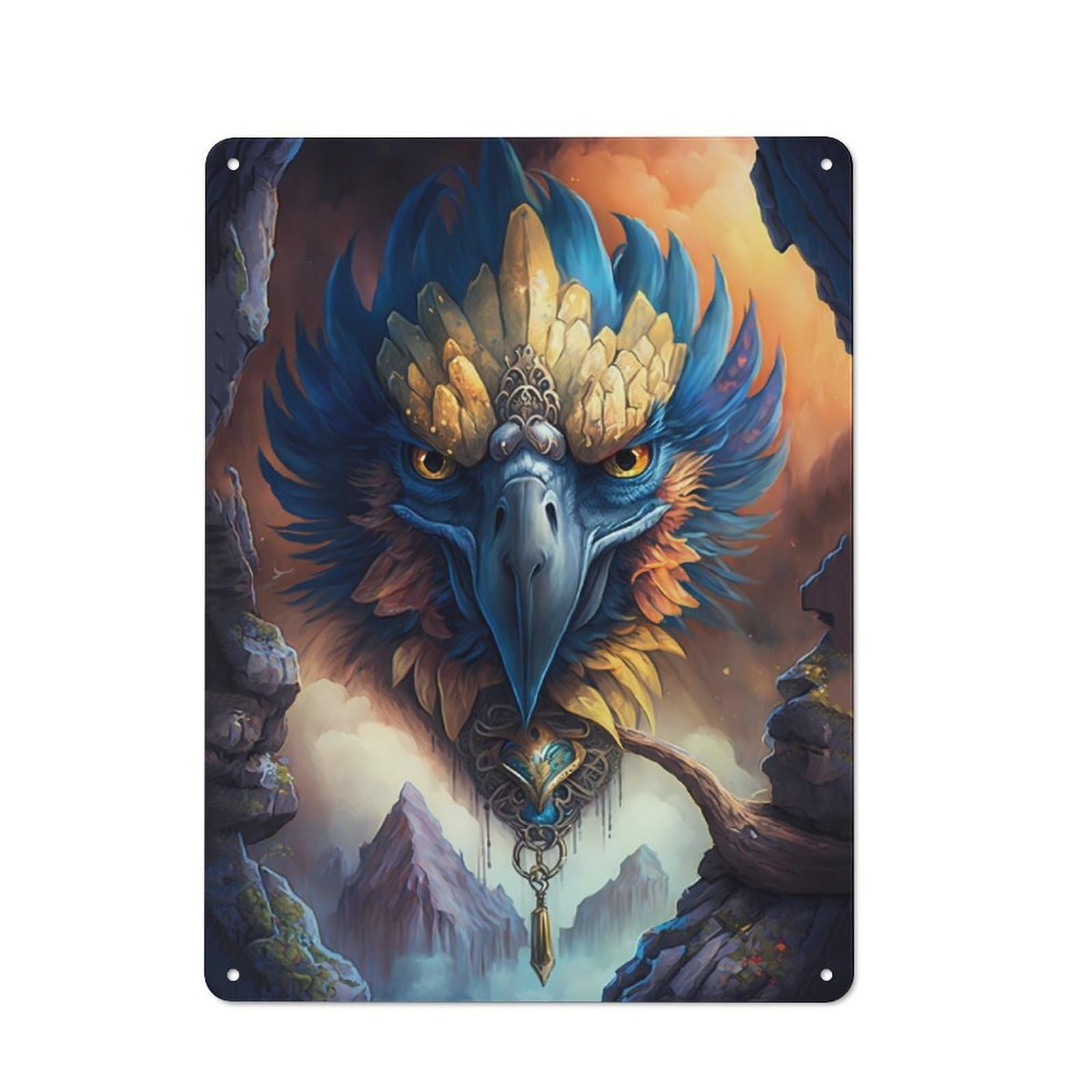 Junmoney Macaw Mythological Vintage Vintage Metal Sign 40X30cm Featuring Room Wall Plaque For Flat, Dorm Room, Lounge Or Cafe