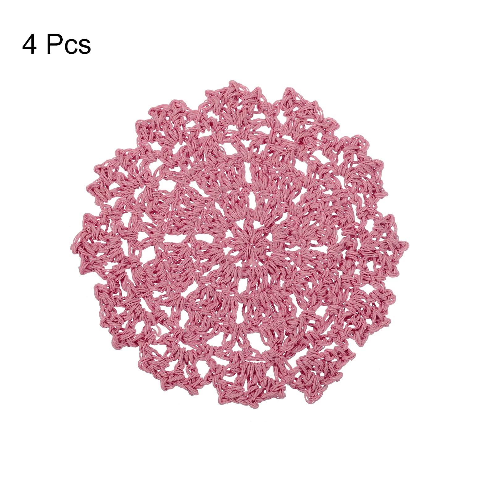 uxcell Fabric Coasters, 4pcs 4", Cotton Woven Crochet Doilies - Image 3