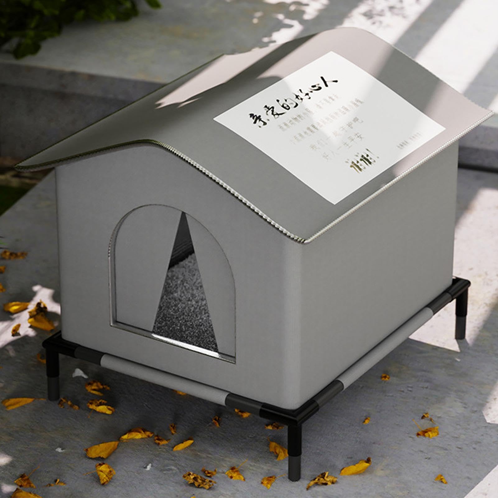 Caseta para Gatos Exterior | Refugio Cálido para Mascotas en Invierno con Alfombrilla y Puertas - Cueva para Mascotas con Aislamiento Térmico para Jardín y Terraza