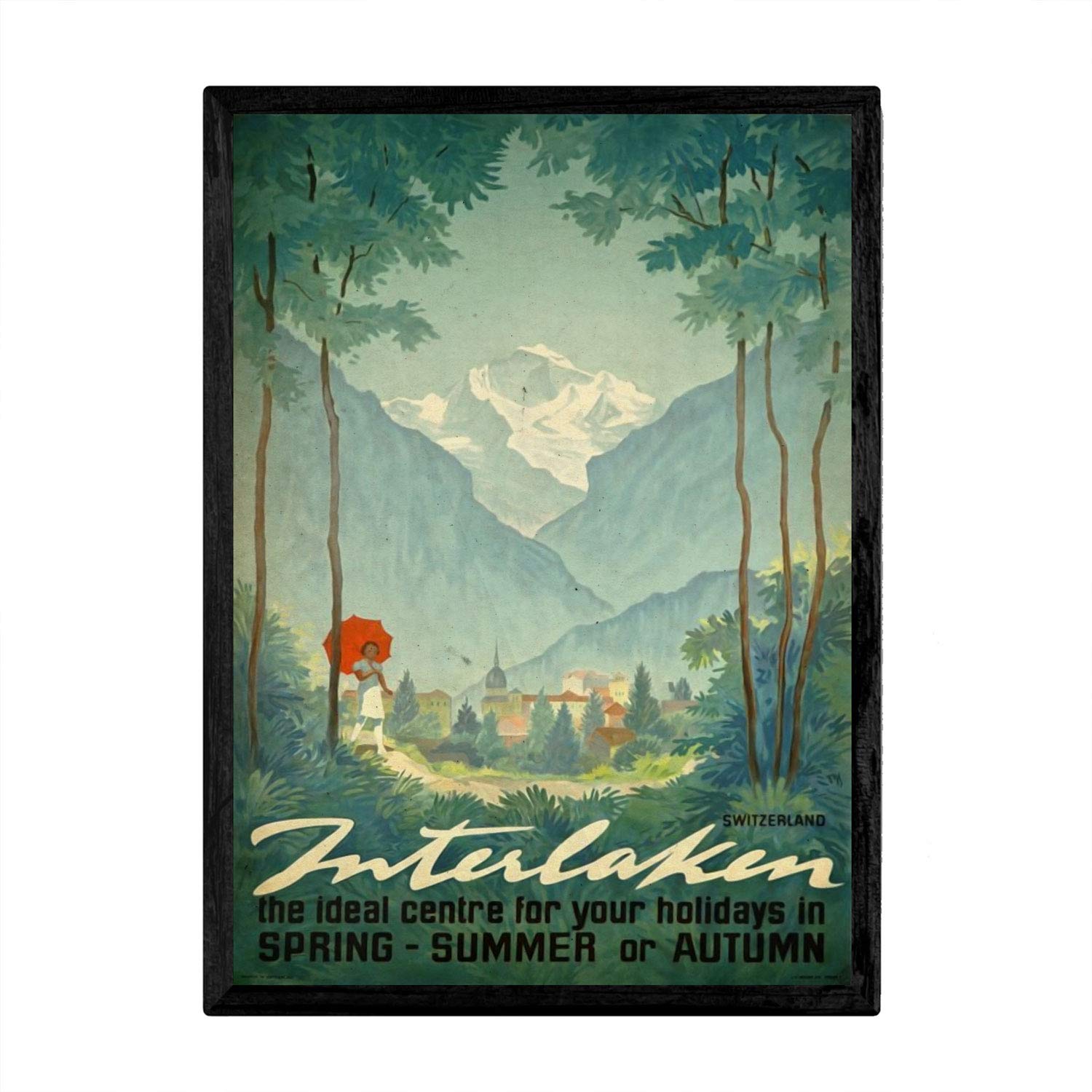 Nacnic Interlaken Switzerland Vintage Poster Sheets For Interior Decorating With Vintage And Antique Advertising Images. Paintings Retro Decor. A3 Size