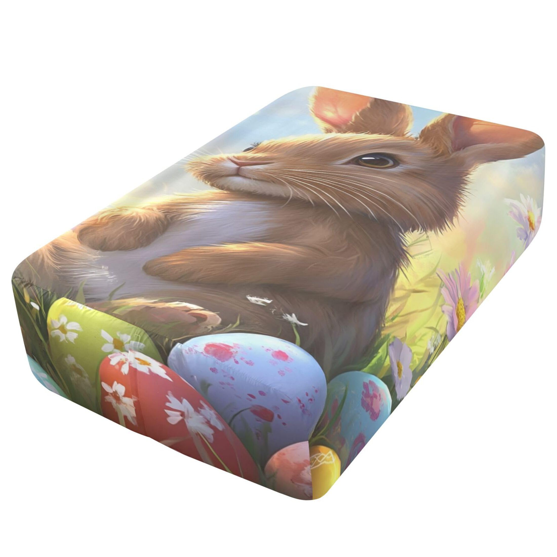 Sábana bajera ajustable de tamaño individual con diseño de conejo marrón para colchón de aire, bolsillo extra profundo de 24 pulgadas, funda suave y transpirable con apertura de válvula de