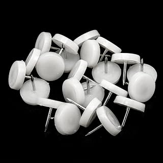 50-Pack 18mm Nail-On Furniture Sliders, Round Plastic Glides for Chair/Table Legs, Scratch Proof Floor Protectors (White)