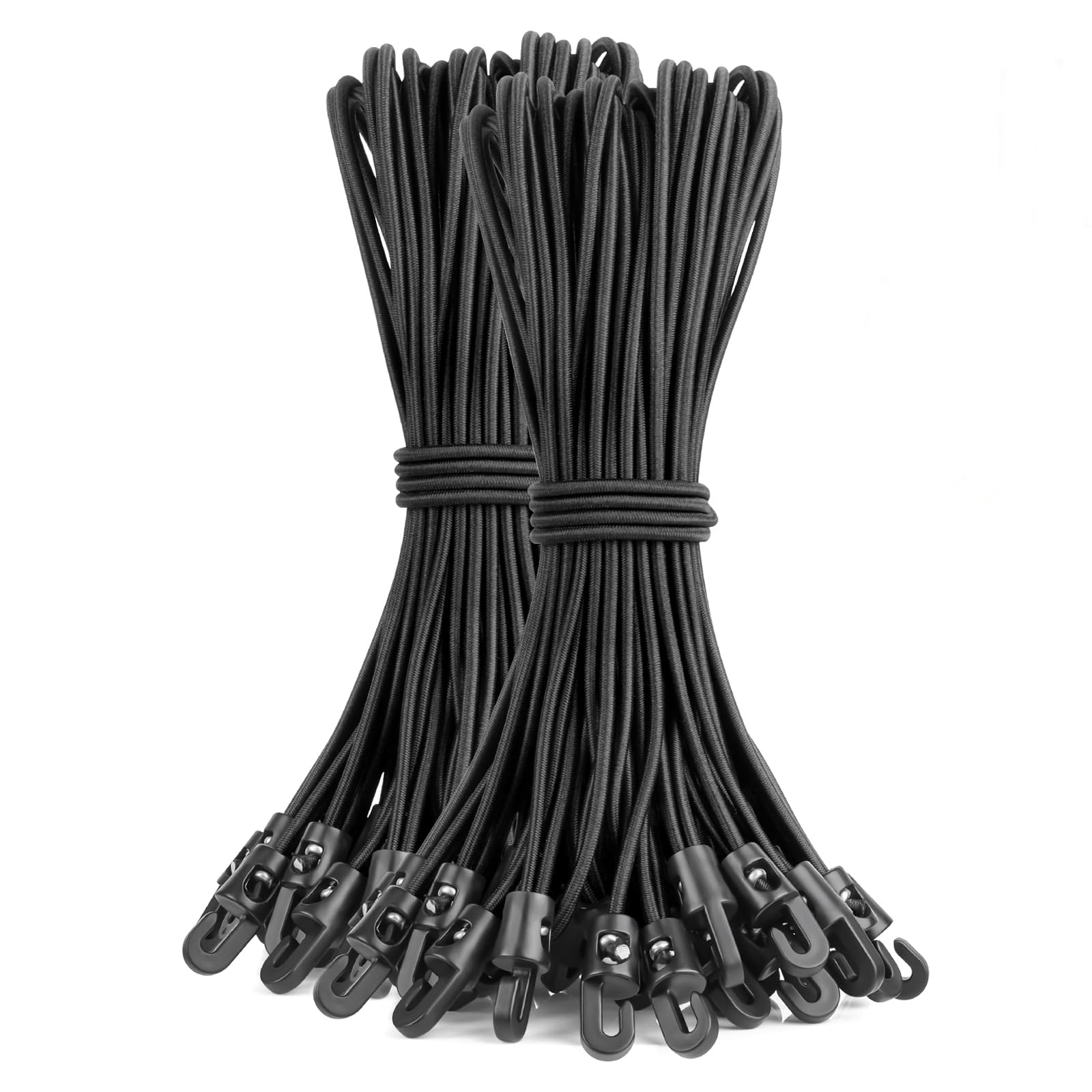 Bungee Cords with Hooks 10 Inch, 50 PCS Short Bungee Cord Straps with UV Resistant