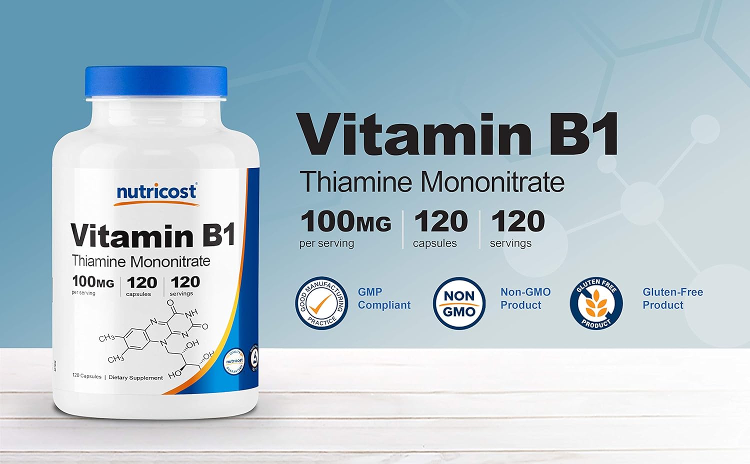 Buy Nutricost Vitamin B1 (Thiamine) 100mg, 120 Capsules Gluten Free