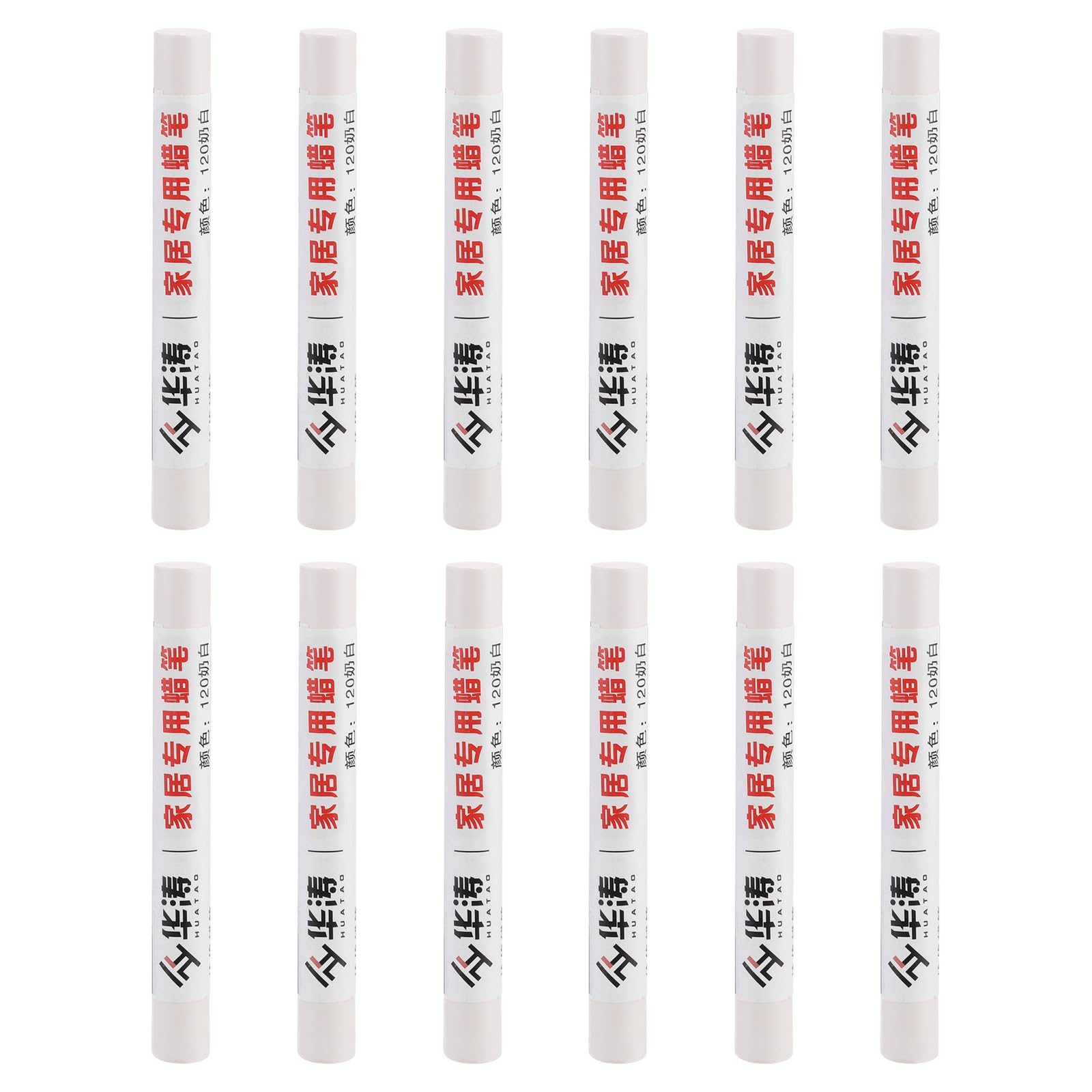 PATIKIL Furniture Repair Crayons, 12 Pcs Wax Wood Filler Sticks Wood Wax Crayons for Scratches Wood Floor, Holes, Tables, Cream White