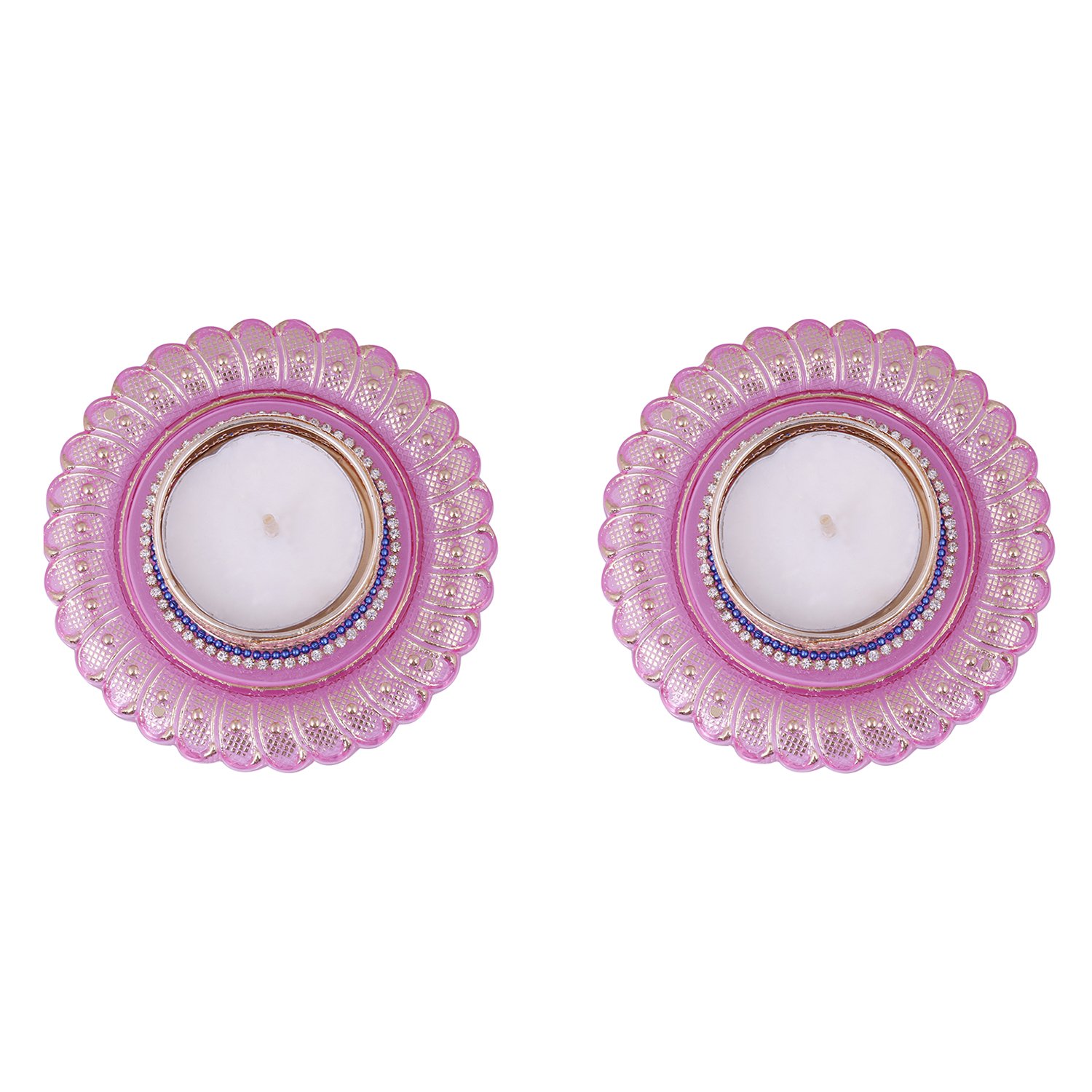 Handicraft Storeroom Acrylic Decorative Diya with Tealight Holder for Christmas and All Festive Seasons.(Set of 2 diyas)
