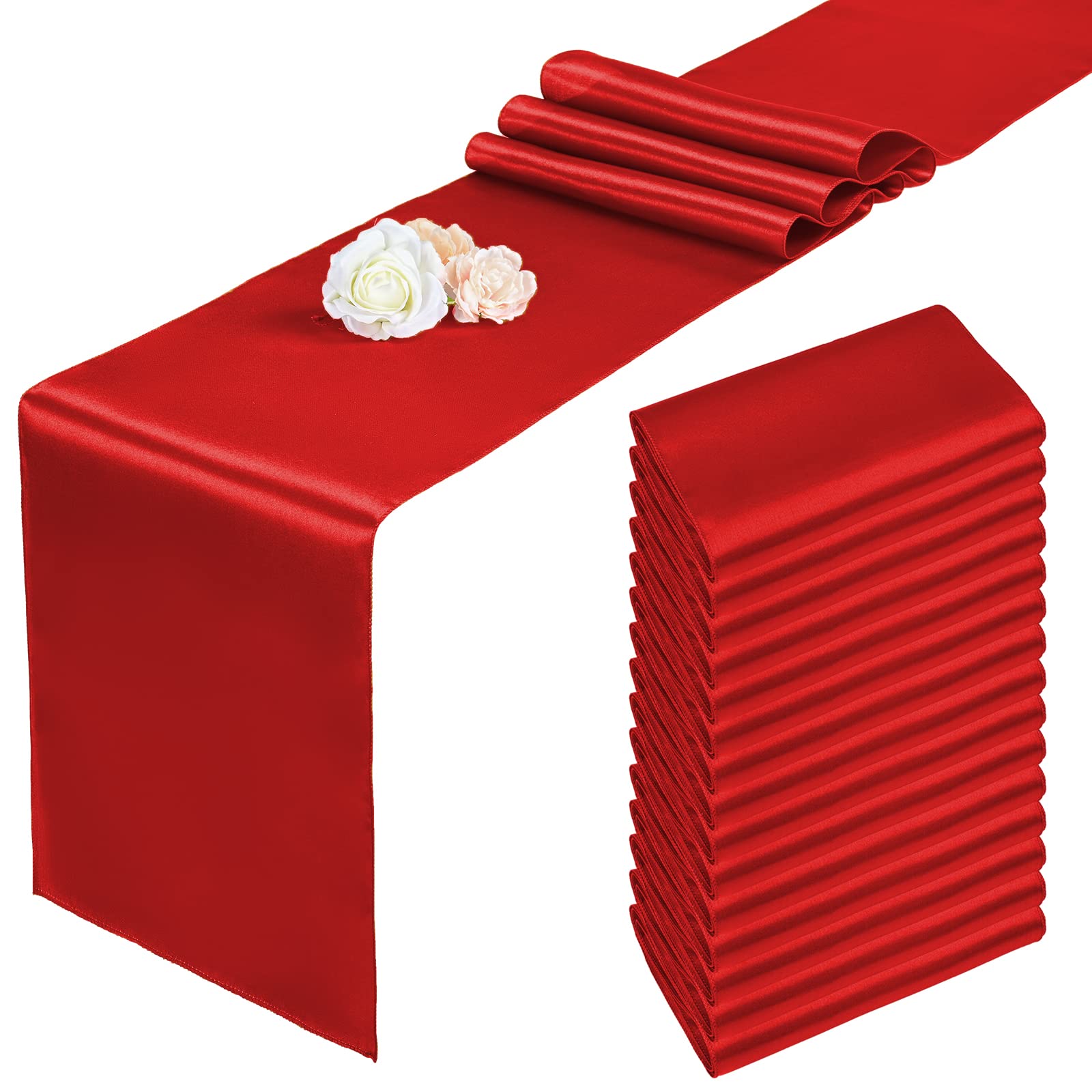 Chemin de table rouge grand format tissu de qualité pour banquet chic