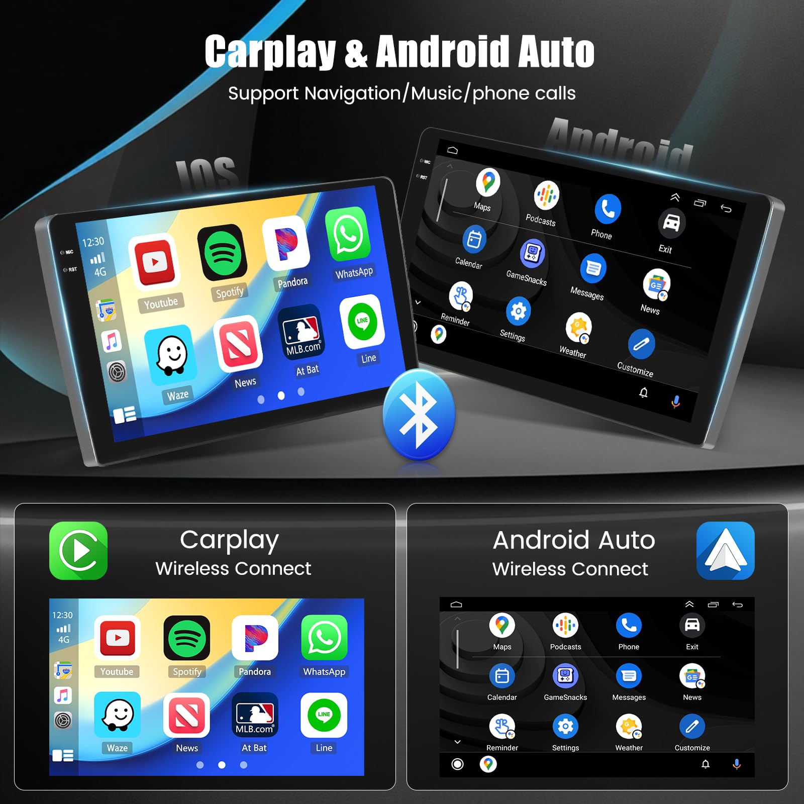 Hikity 4+128G Android 15 Autoradio per Fiat Tipo Egea 2015-2020, 9" Schermo Radio con Wireless CarPlay Android Auto Bluetooth Navigazione GPS WiFi EQ Doppio-USB e Telecamera di Retromarcia