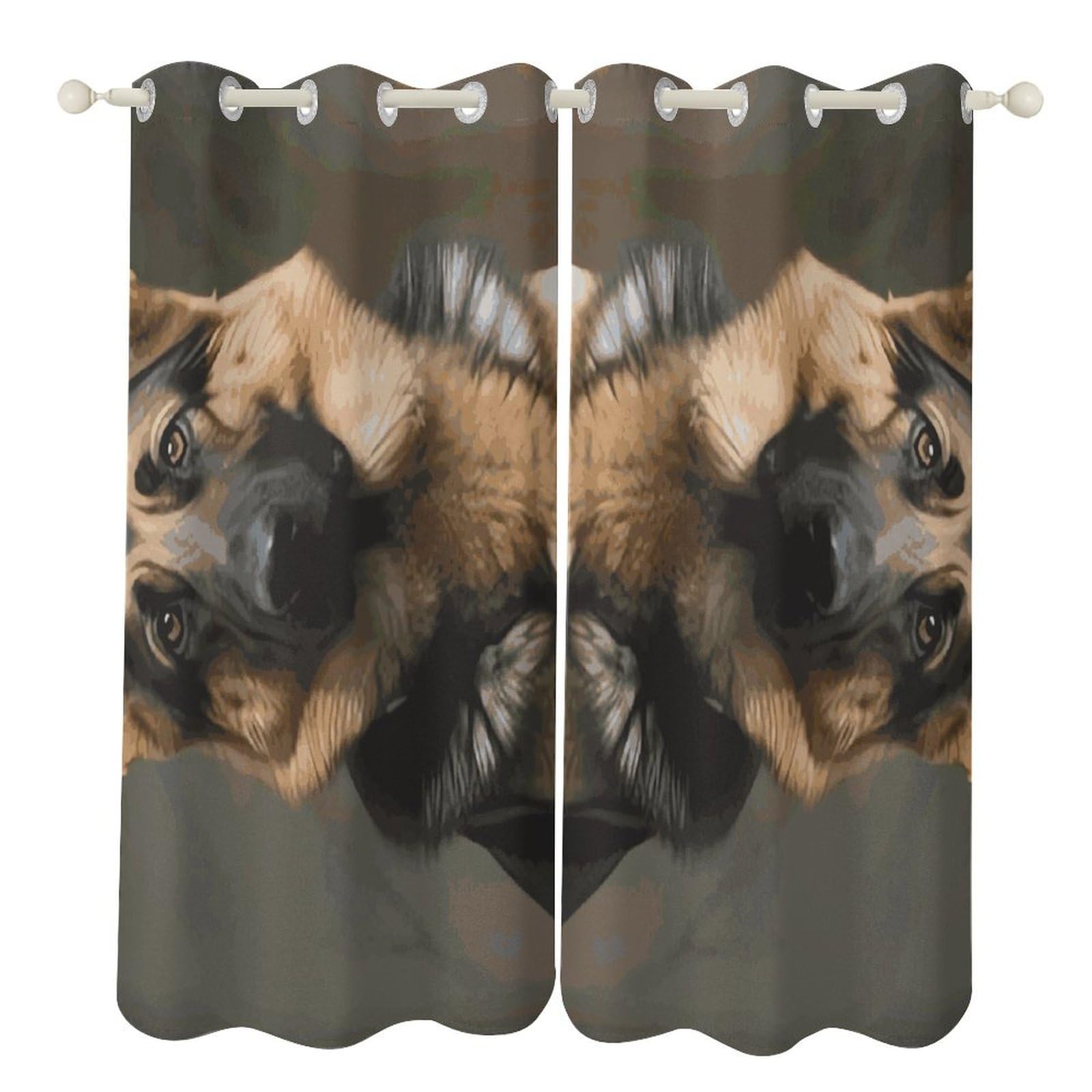 Rideaux occultants à œillets creux motif chien pour isolation thermique de bureau