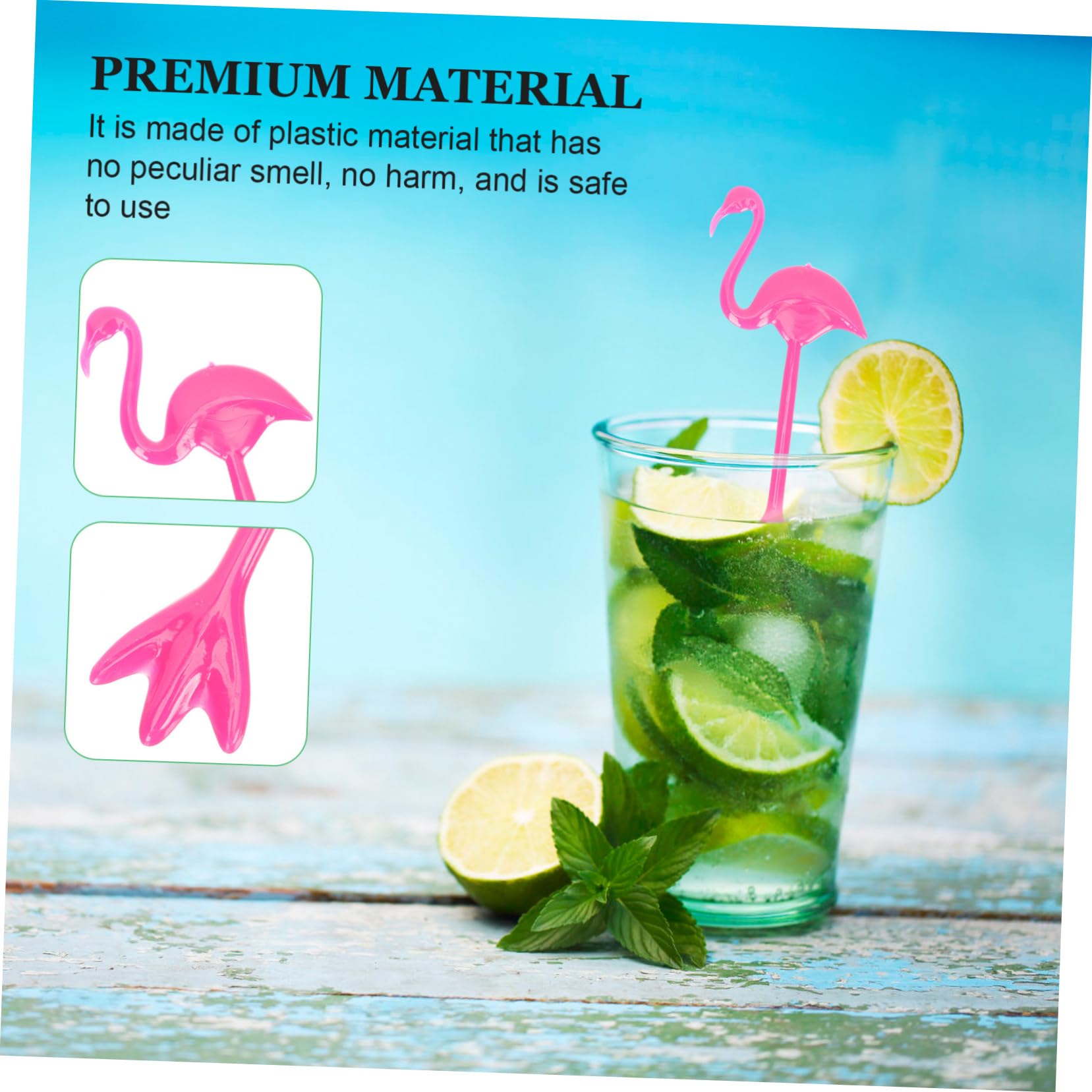 Pack 12 Palitos Mezcladores De Cóctel Tropical Flamenco – Plástico 20cm – Ideales Para Fiestas (Rosa) SHATCHI
