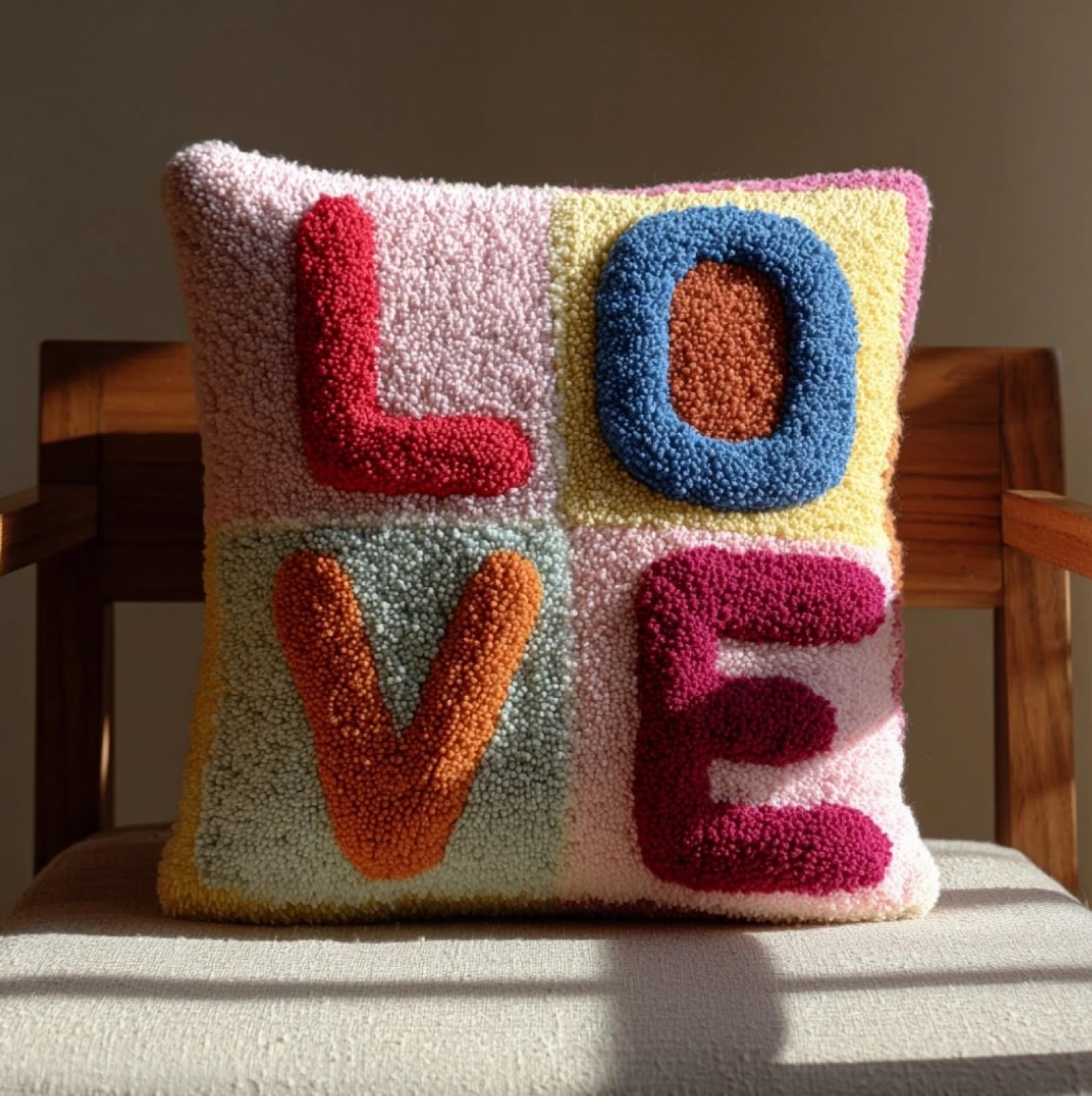 Wallustrioaw Letter Love Latch Hook Kit 17X17 Inch,