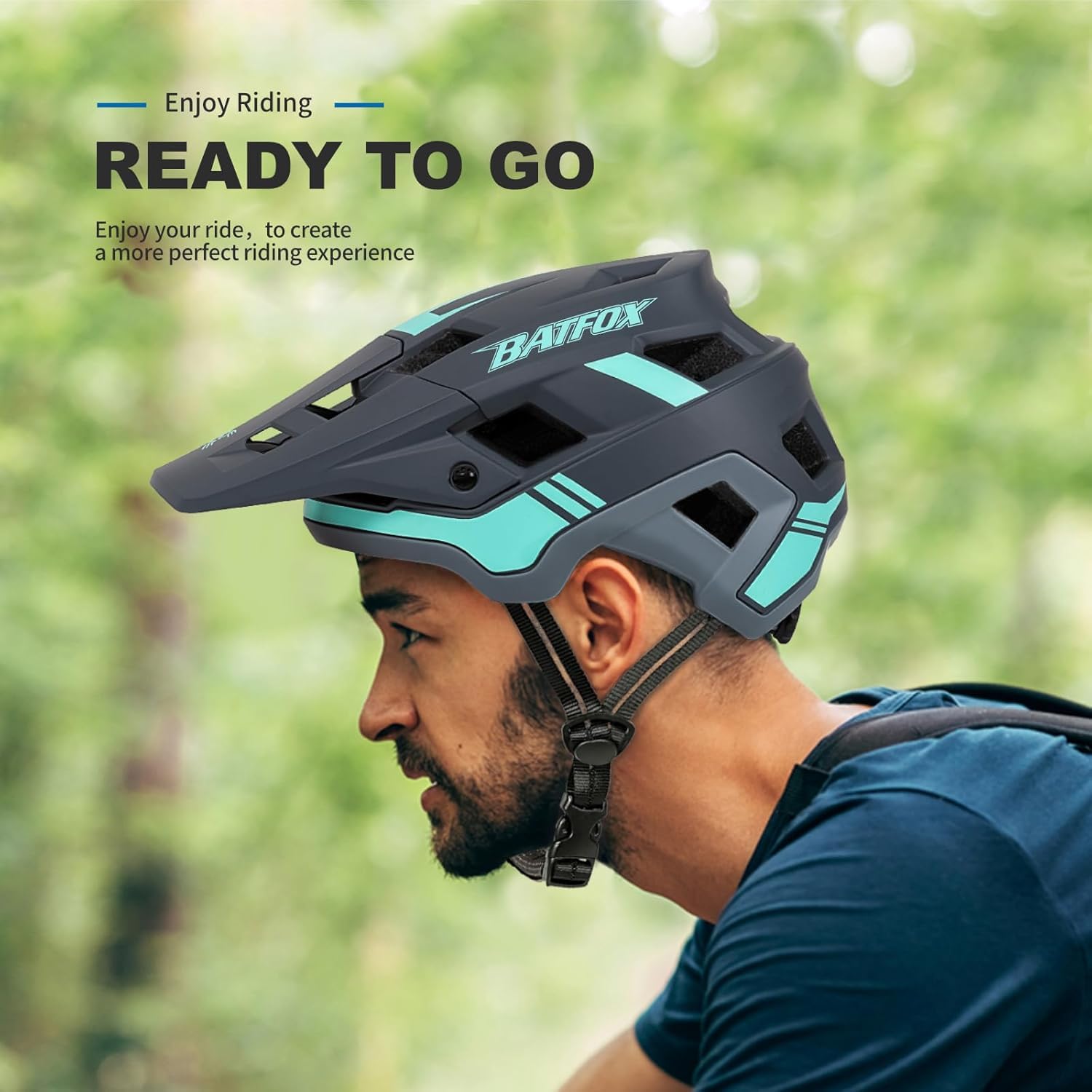 BATFOX Casque de vélo de montagne pour homme, femme, adulte, jeune, respirant avec visière, pour VTT, vélo de route, BMX, skateboard, patinage à roulettes, moto tout-terrain,