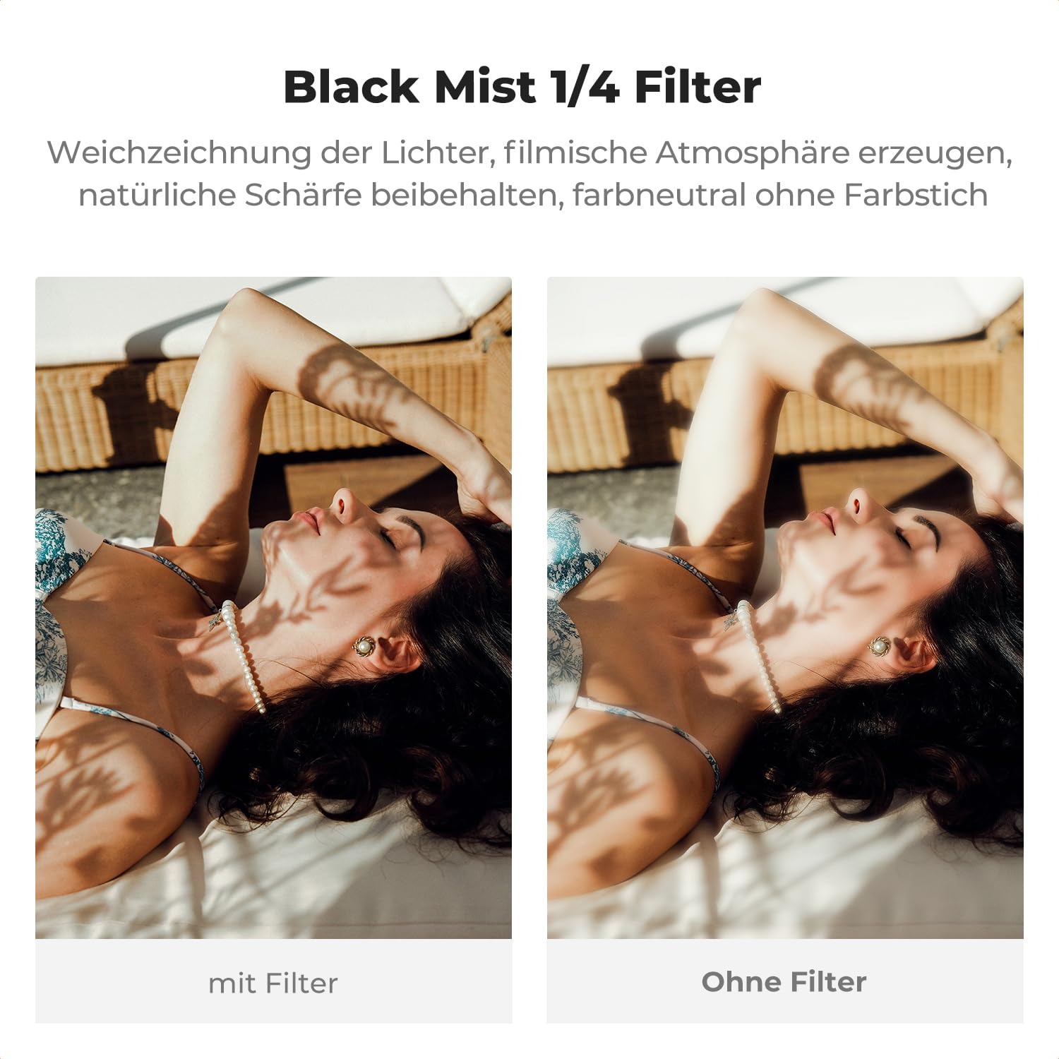 K&F CONCEPT Black Mist 1/4 Filter mit Gegenlichtblende,Objektivdeckel Kompatibel mit Fujifilm Kamera X100/X100F/X100S/X100T/X100V/X100VI-Silber (Nano-Xcel Serie)