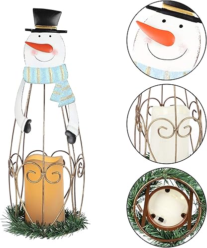 Miniatura 6 de MorTime Paquete de 2 faroles de vela de Navidad con luces LED, faroles de Papá Noel iluminados de metal para decoración del hogar de Navidad