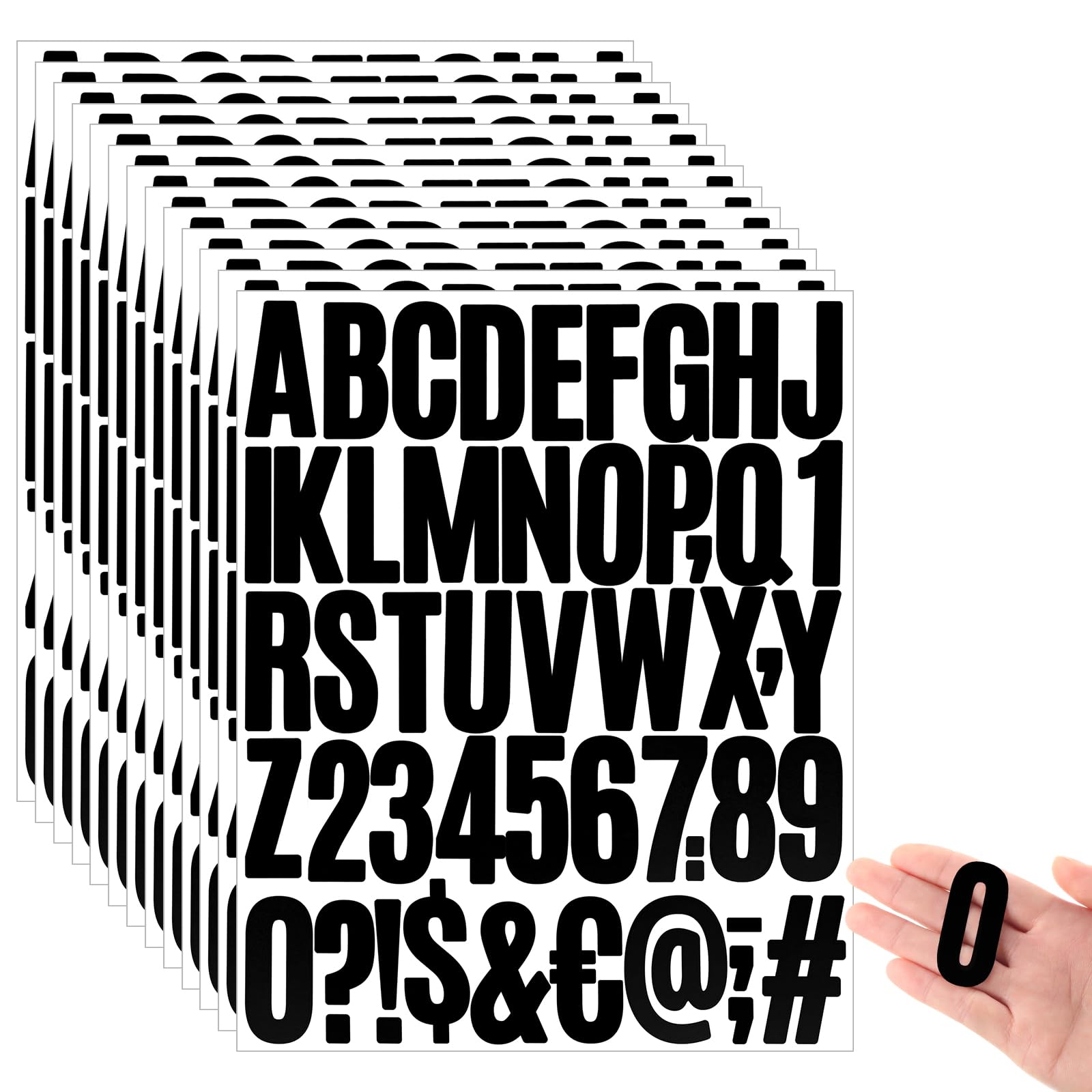 Qilery 32 Sheets 2 Inch Letter and Number Stickers Self Adhesive Vinyl Letters Alphabet Stickers Big Font Letters Number Tags for School Classroom Home Mailbox Decor (Black)