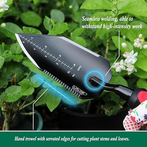 Miniatura 5 de Pala de jardín - Paleta de mano de jardinería resistente, paleta de jardín de acero inoxidable con mango de goma, herramienta de jardín para