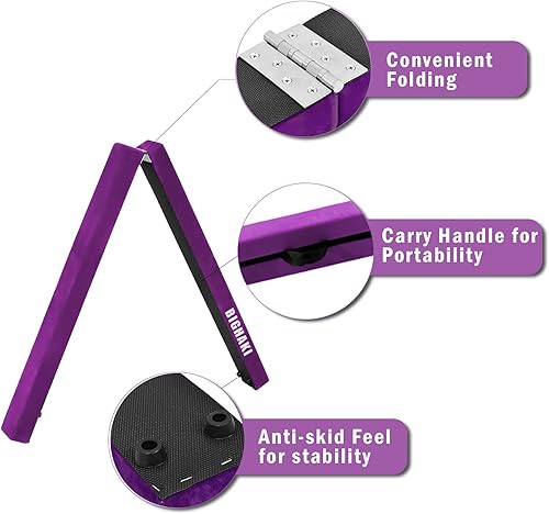 Miniatura 4 de Bighaki808 - Viga de gimnasia plegable de 8 pies, equipo de gimnasia de suelo para gimnasia, niños y adultos, base de goma antideslizante, haz de