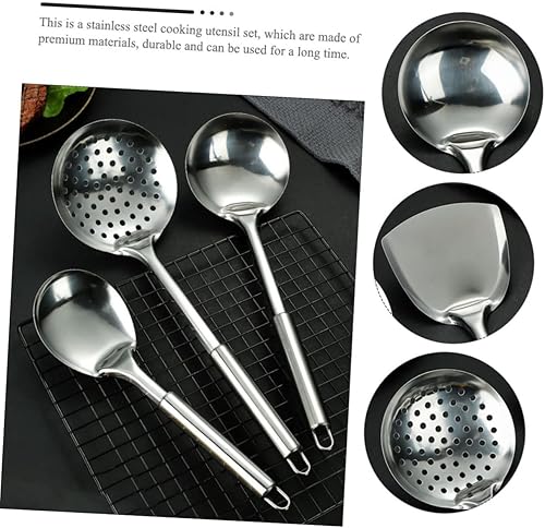 Miniatura 4 de KICHOUSE 1 juego de utensilios de cocina de acero inoxidable, utensilios de cocina de acero inoxidable, juego de espátula de metal, utensilios de