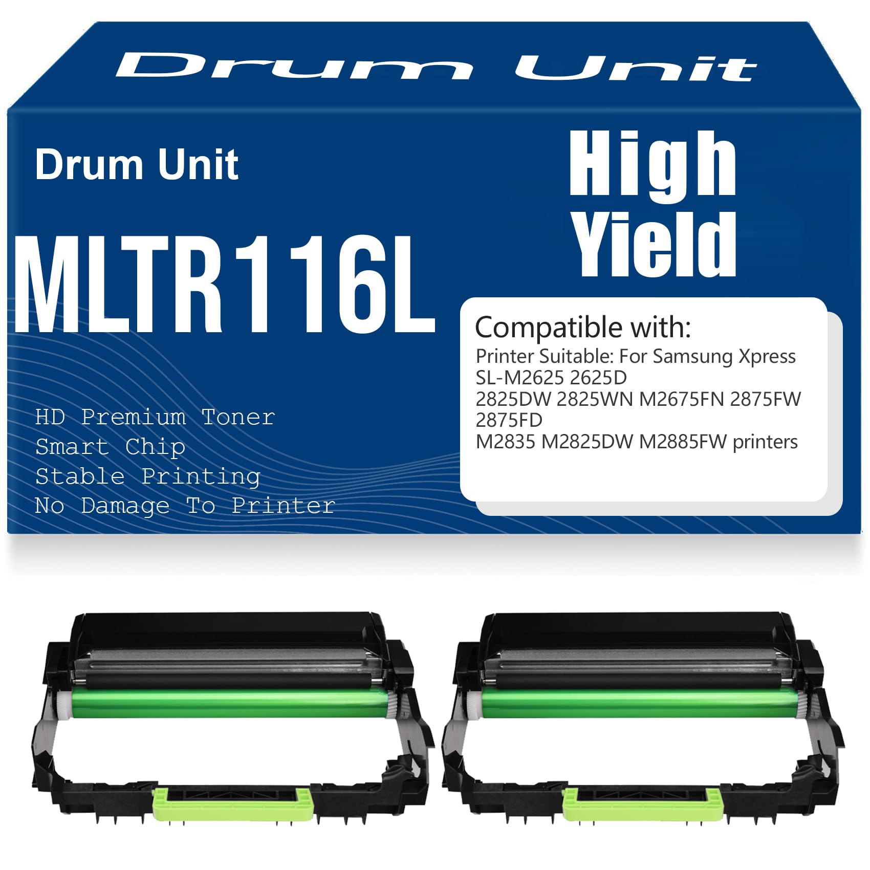 Unità tamburo M2835 M2825DW M2885FW Compatibile con MLT-R116L Tamburo di imaging per Samsung Xpress SL-M2625 2625D 2825DW 2825WN M2675FN 2875FW 2875FD Stampanti,2PC-Black