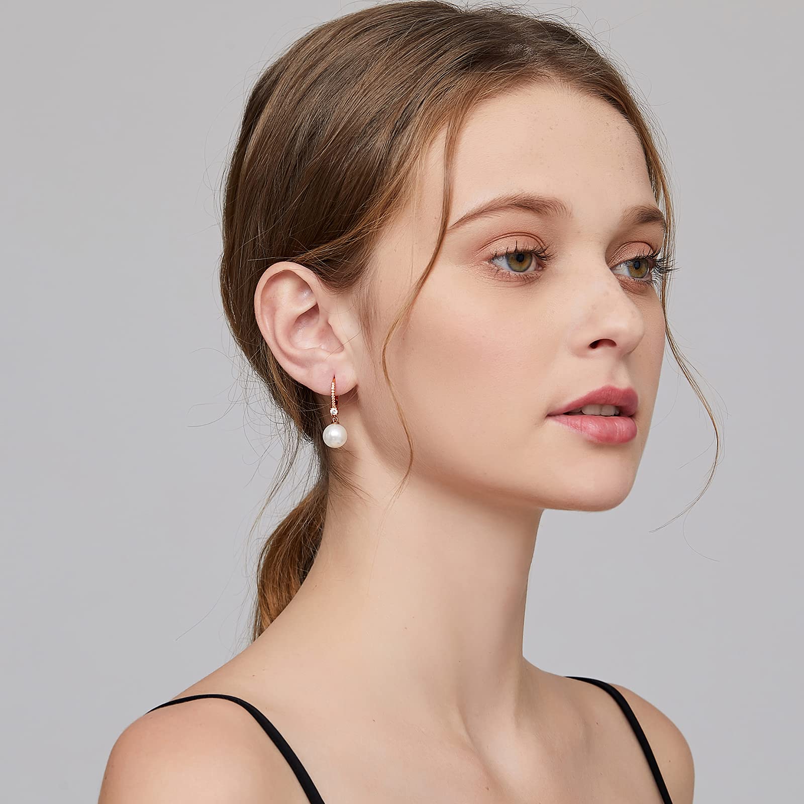 Jiamiaoi Orecchini di Perle da Donna, Orecchini Donna in Argento 925 con Perle Pendenti, Ipoallergenici Orecchio Gioielli per Ragazze Donne