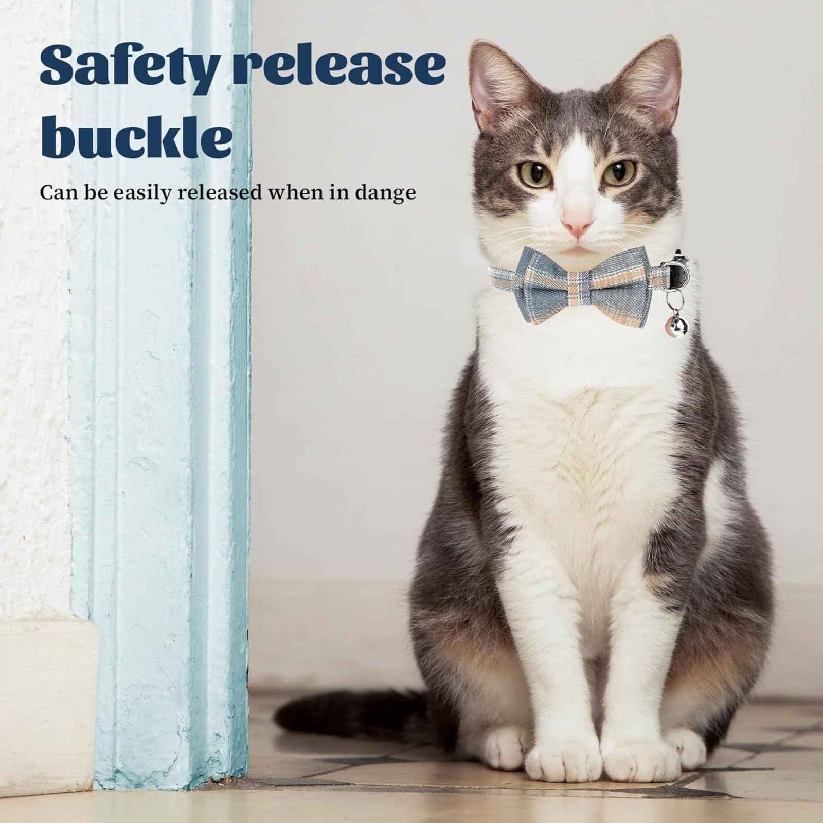 Katzenhalsbänder Breakaway mit niedlichen Bogen Glocke 2 Pack Kätzchen Halsband Plaid Katzenhalsband mit abnehmbaren Bowtie Katzenhalsband für Katzen Kätzchen