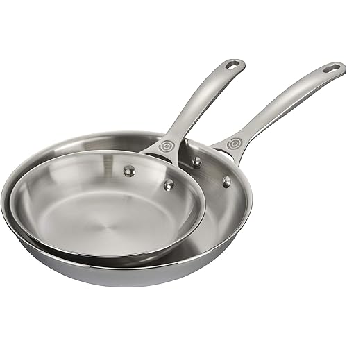 Le Creuset Tri-Ply Stainless Steel 2 pc. Fry Pan Set, (8" Fry Pan & 10" Fry Pan)