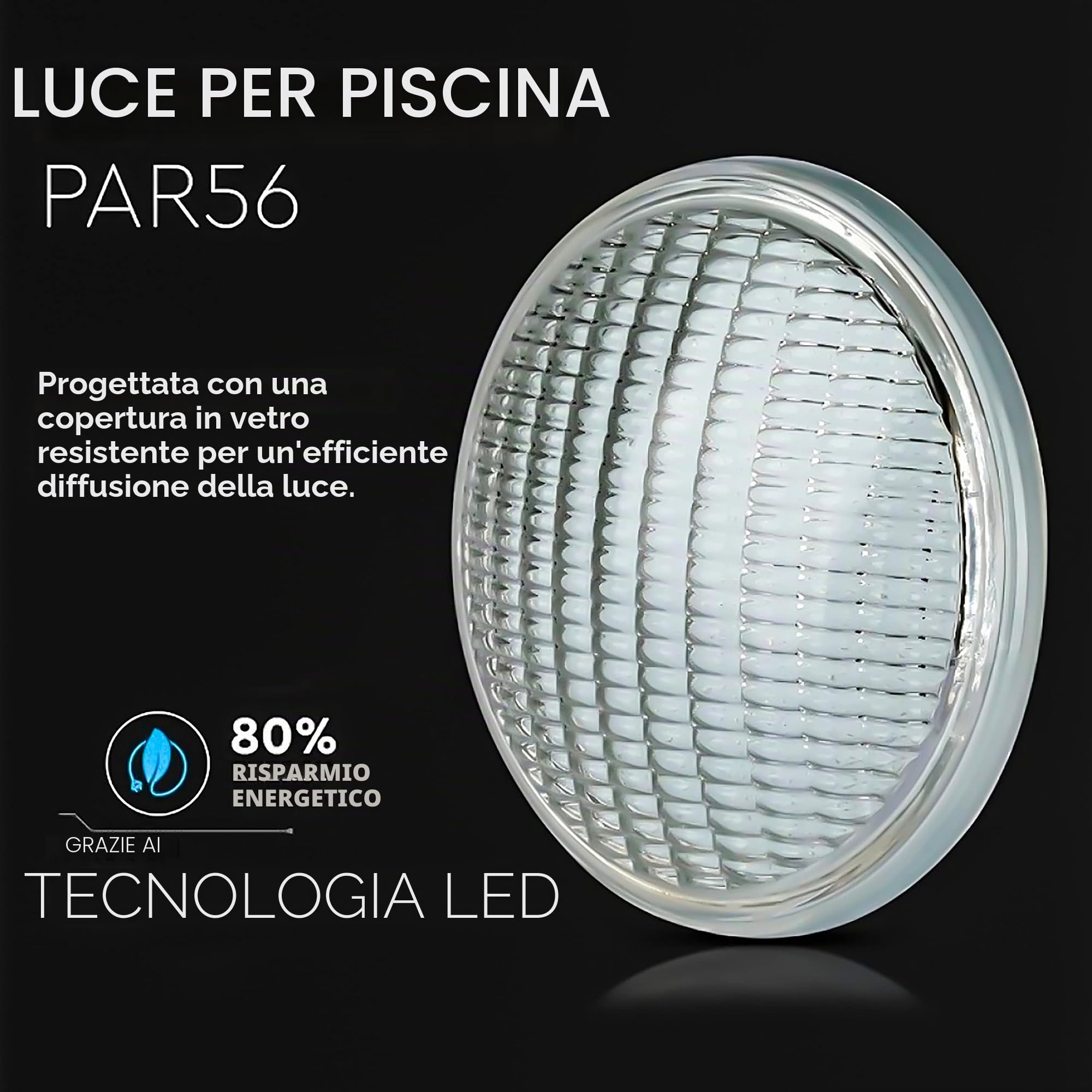 V-TAC Lampada Led da Piscina Multicolore RGB 12W - CON TELECOMANDO - PAR56 - Lampada Vetro Antiurto IP68 per Illuminazione Piscine e Fontane - 1260 Lumen - Luce Colorata Subacquea