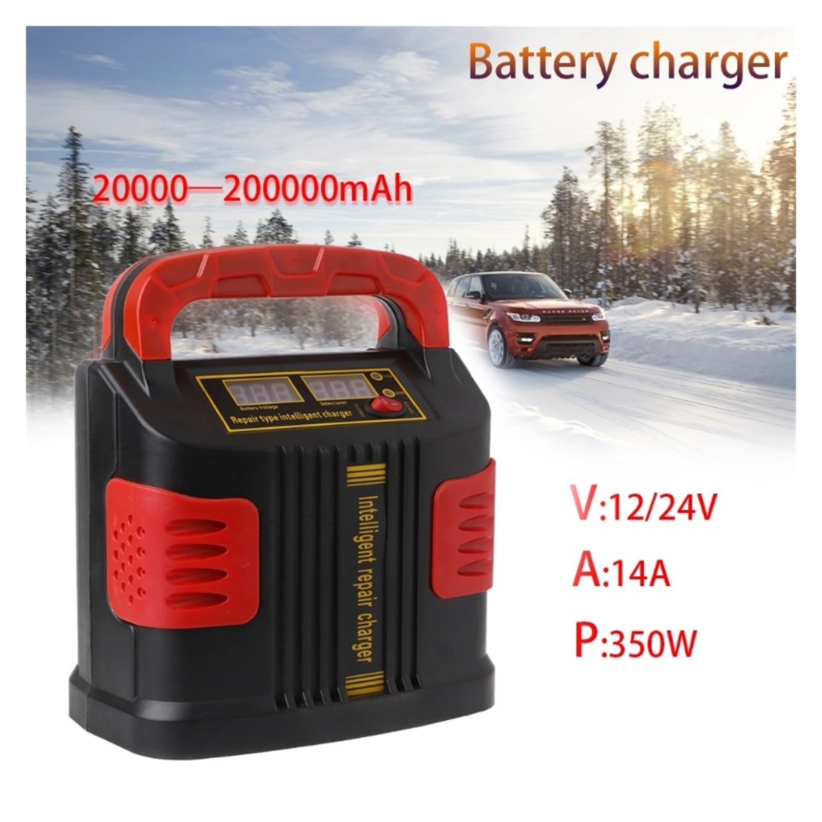 350W 14A Auto Ajuste LCD Cargador De Batería 12V-24V Arrancador De Batería De Automóvil Portátil FáCil De Usar