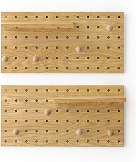 XAOMLP Wooden Pegboard Modular Display Organization Storage Wall Hooks Shelf(Color:Oak)