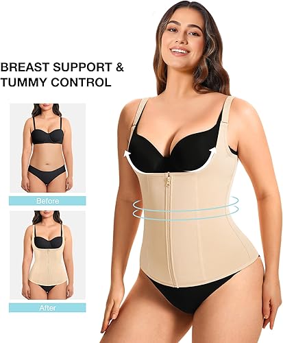 Miniatura 4 de Corsé Eleady para mujer, con altura hasta el busto, con ballenas de acero, modelador del cuerpo con tiras ajustables