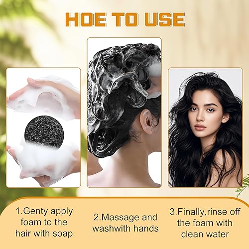 Miniatura 7 de Atsy Jabón en barra de cabello gris, jabón negro natural para cobertura de cabello gris, barra de champú oscurecimiento con ginseng y sésamo negro,