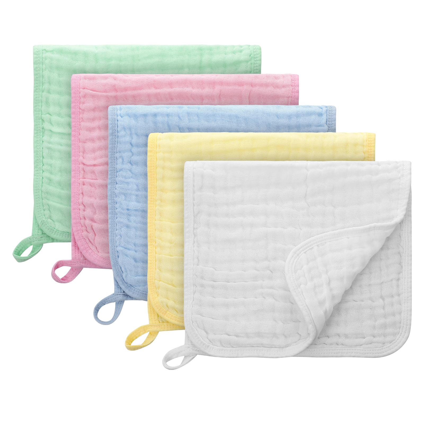 5 panni in mussola per bambini, 50 x 25 cm, 100% mussola di cotone, quadrati per il ruttino, per neonati, extra morbidi, 6 strati, per pulire il bagno e l'alimentazione