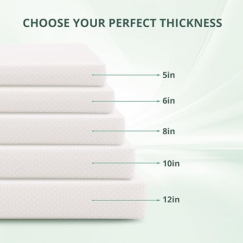 Miniatura 8 de Colchón King de 10 pulgadas, certificado CertiPUR-US de espuma viscoelástica de gel de té verde, sin fibra de vidrio, 76 x 80 x 10 pulgadas, tamaño