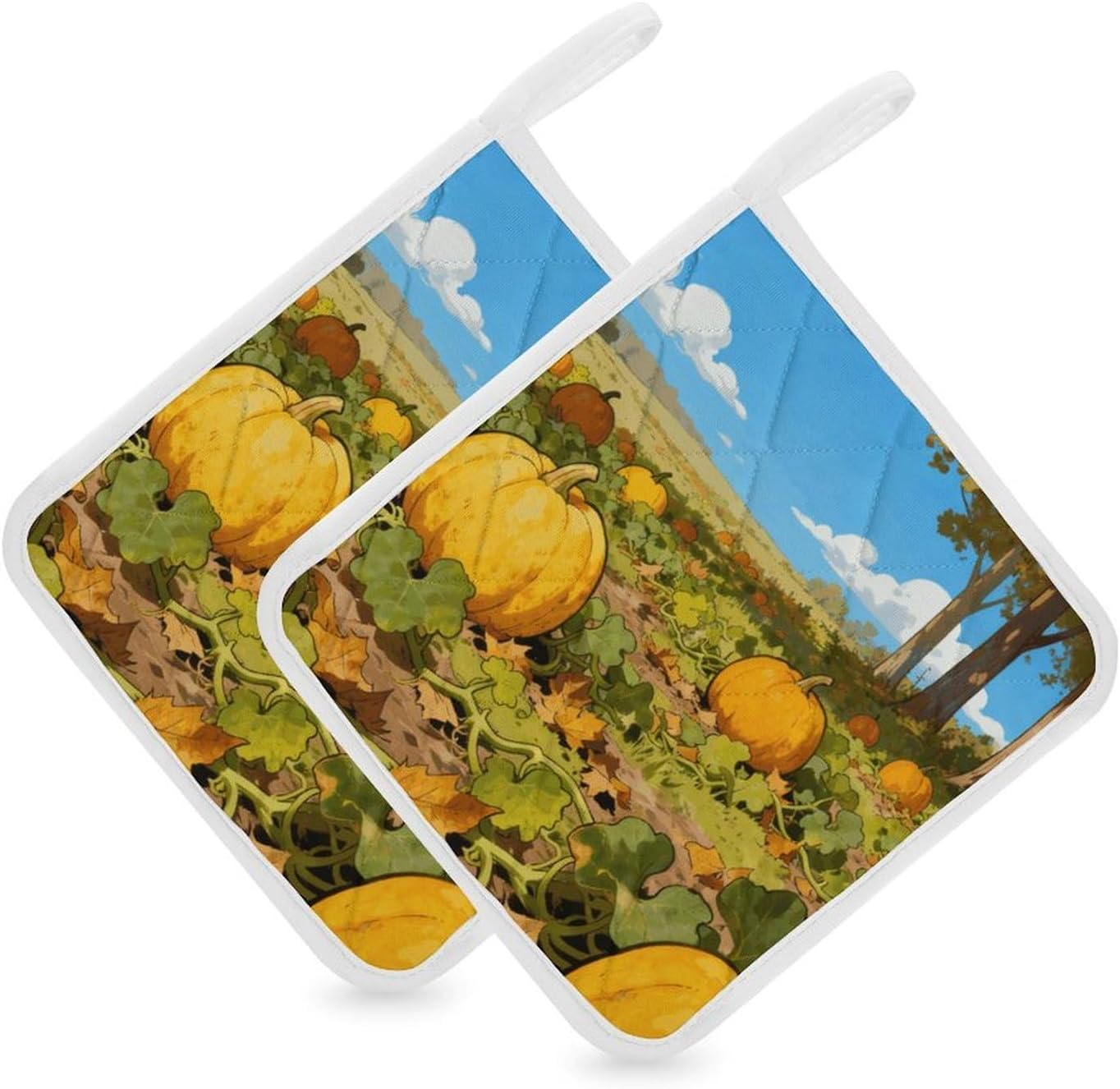 Pumpkin Patch Polyester Heat Resistant Pot Pad Non Slip Anti Scald Hot Dish Mat Reusable Table Protector for Kitchen Hot Pot Mat Wear Resistant Heat Proof Table Pad for Countertop Dining Room