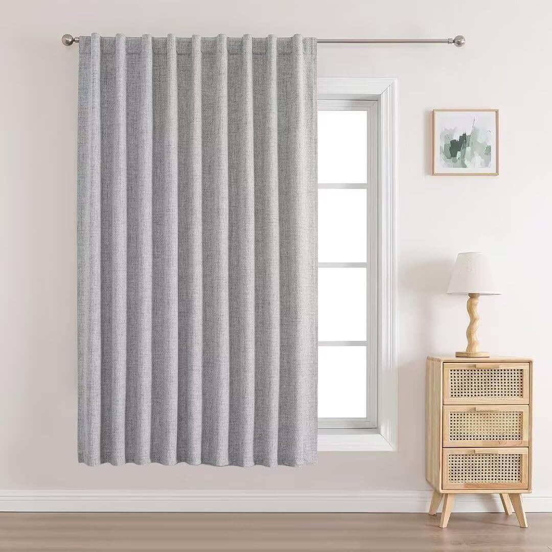 Joydeco 100% Total Blackout Curtains Custom Size for Bedroom Living Room Darkening Long Textured Drapes Thermal Insulated Back Tab & Rod Pocket 1