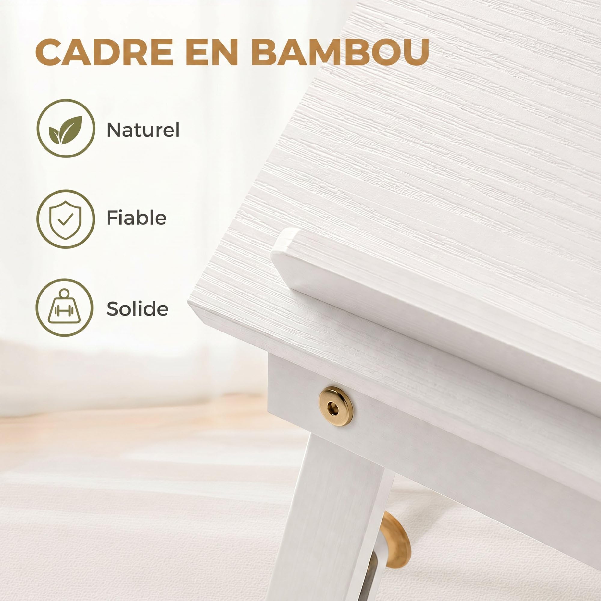 HOMCOM Tavolino pieghevole regolabile 83,5x33x23,5-34 cm Bianco