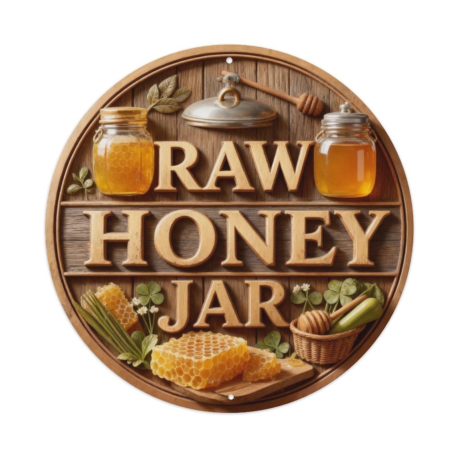 Raw Honey Jar Metal Tin Sign Plaque