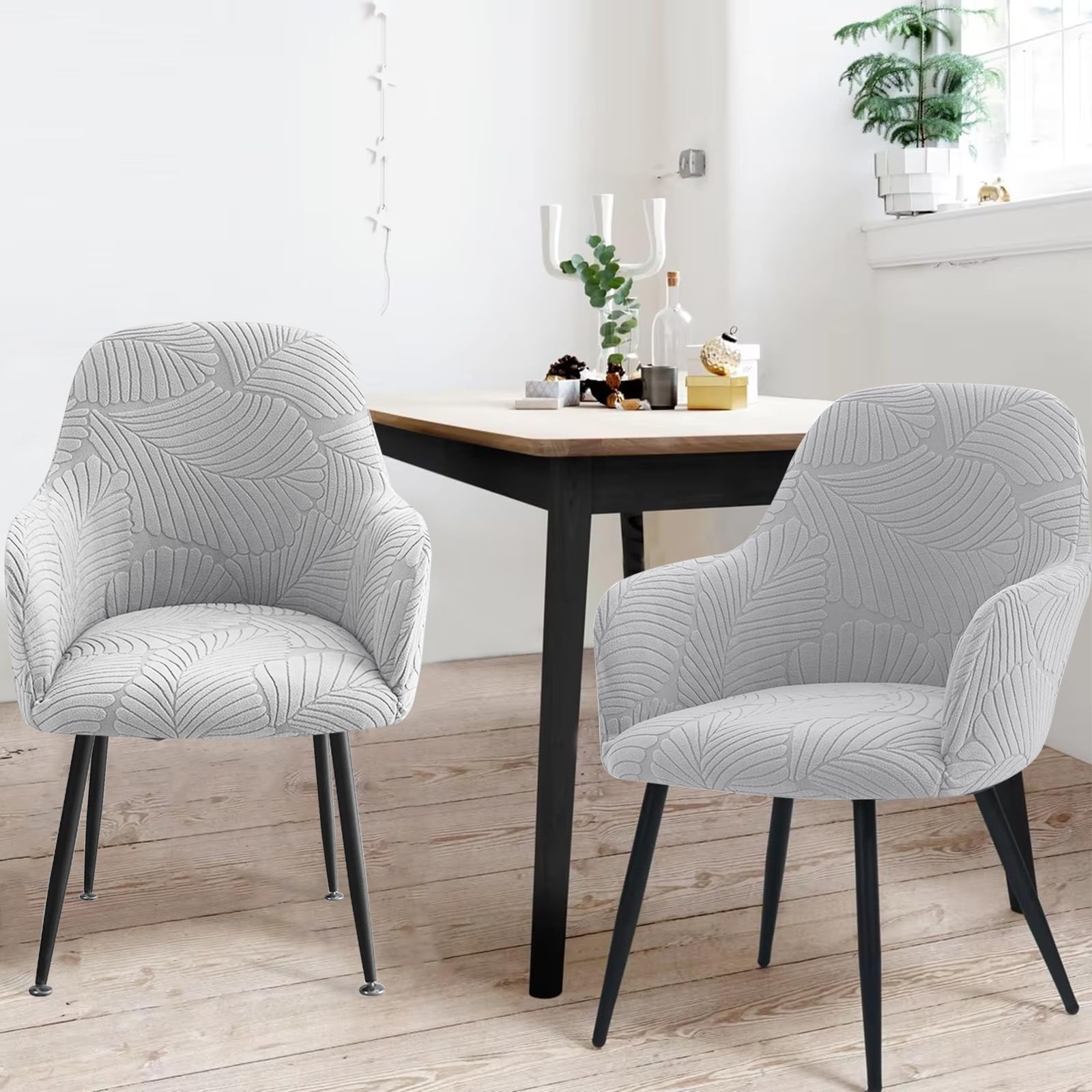 2 coprisedia con curve, set da 2 pezzi, in velluto elasticizzato, universali, con braccioli, elasticizzati, rimovibili, lavabili con texture floreale, per sedie da sala da pranzo, sedie da ufficio