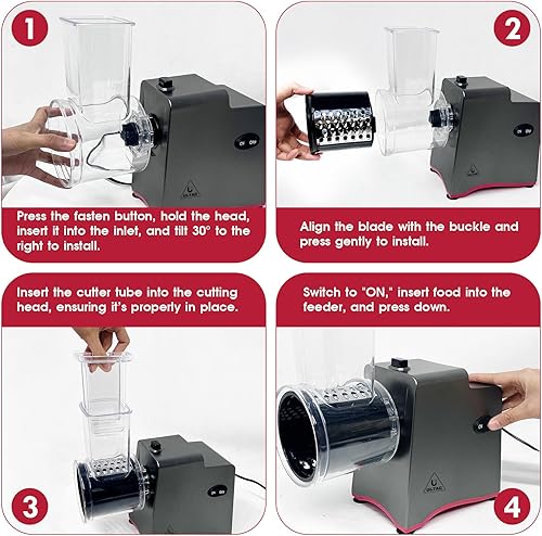 Miniatura 7 de Rallador eléctrico de queso, rallador de queso eléctrico para queso de bloque con 7 formas diferentes de cuchillas, triturador de queso eléctrico de