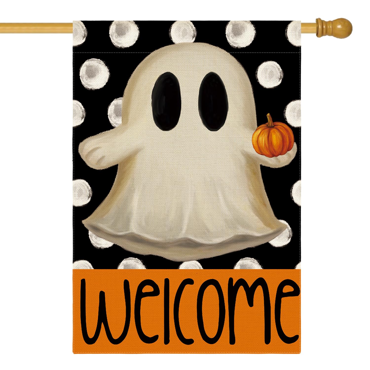 Drapeau d'Halloween double face en tissu premium résistant pour extérieur 71x101cm