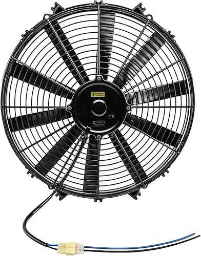 JEGS Ventilador eléctrico universal | 16 pulgadas de diámetro | 1,408 CFM | 8.5 amperios | reversible | perfil bajo | polietileno ligero | Incluye